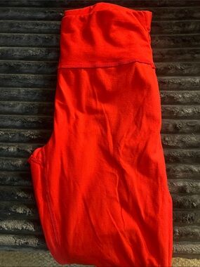 Womens Red Active Leggings - High Waist